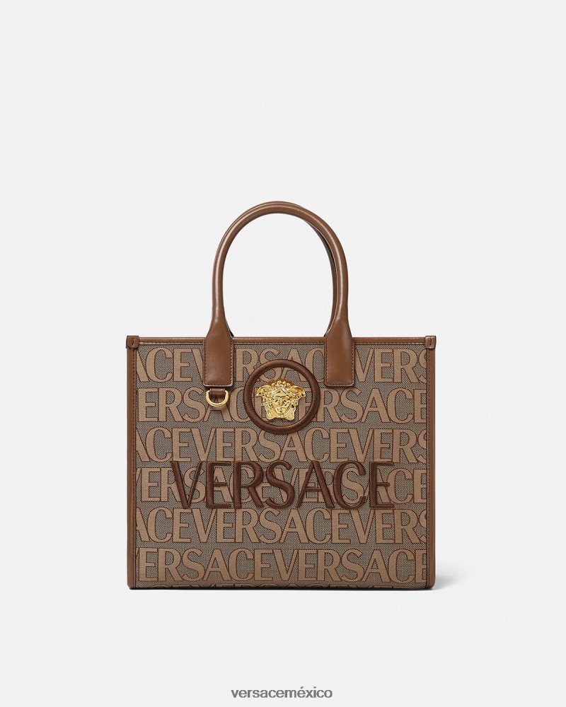 Versace bolso tote pequeño en toda su extensión marrón bolsas mujer 84626J316