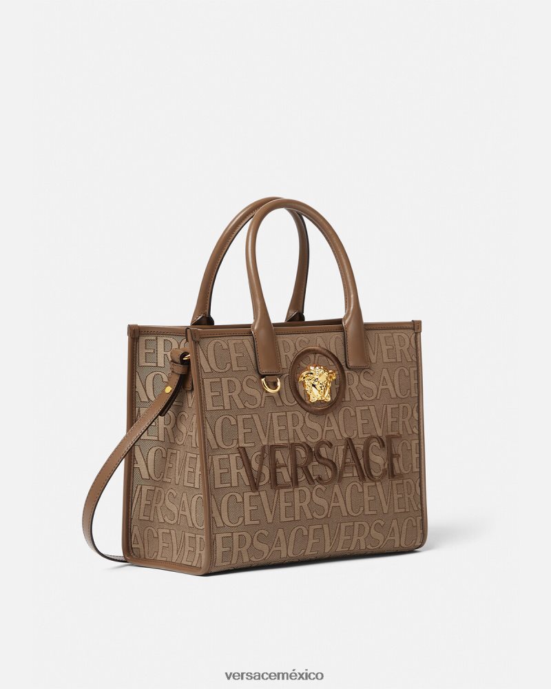 Versace bolso tote pequeño en toda su extensión marrón bolsas mujer 84626J316
