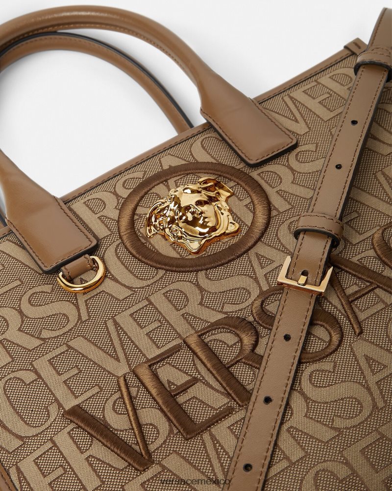 Versace bolso tote pequeño en toda su extensión marrón bolsas mujer 84626J316