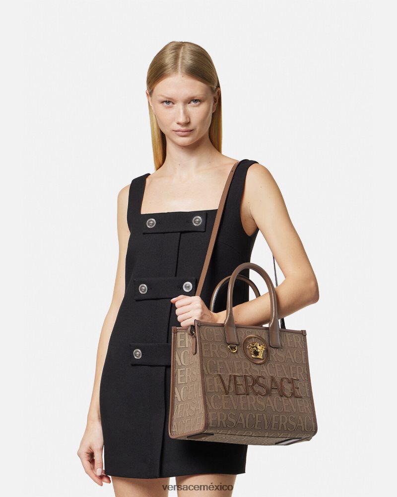 Versace bolso tote pequeño en toda su extensión marrón bolsas mujer 84626J316