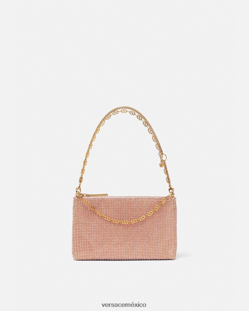 Versace bolso de mano de malla metálica con cristales rosa bolsas mujer 84626J381