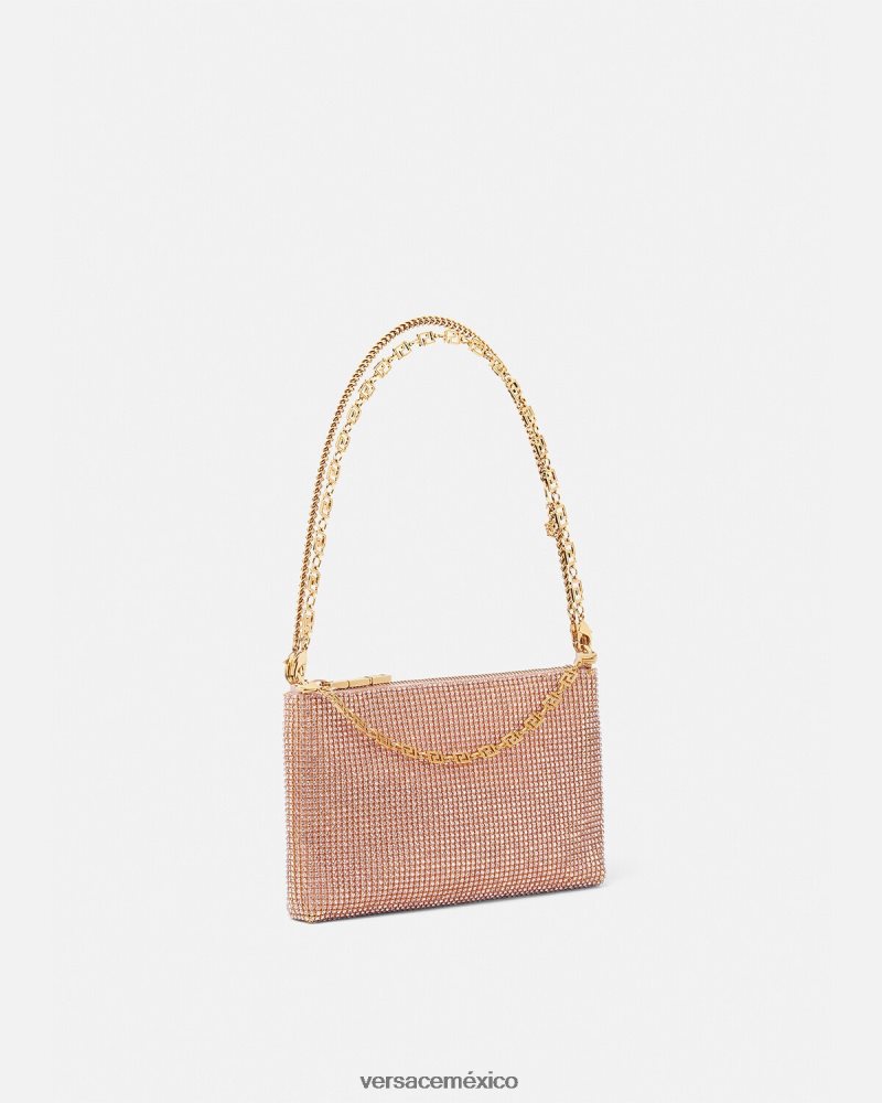 Versace bolso de mano de malla metálica con cristales rosa bolsas mujer 84626J381