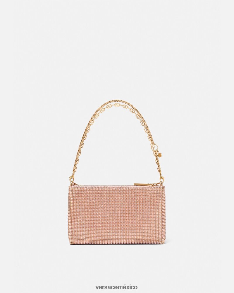 Versace bolso de mano de malla metálica con cristales rosa bolsas mujer 84626J381