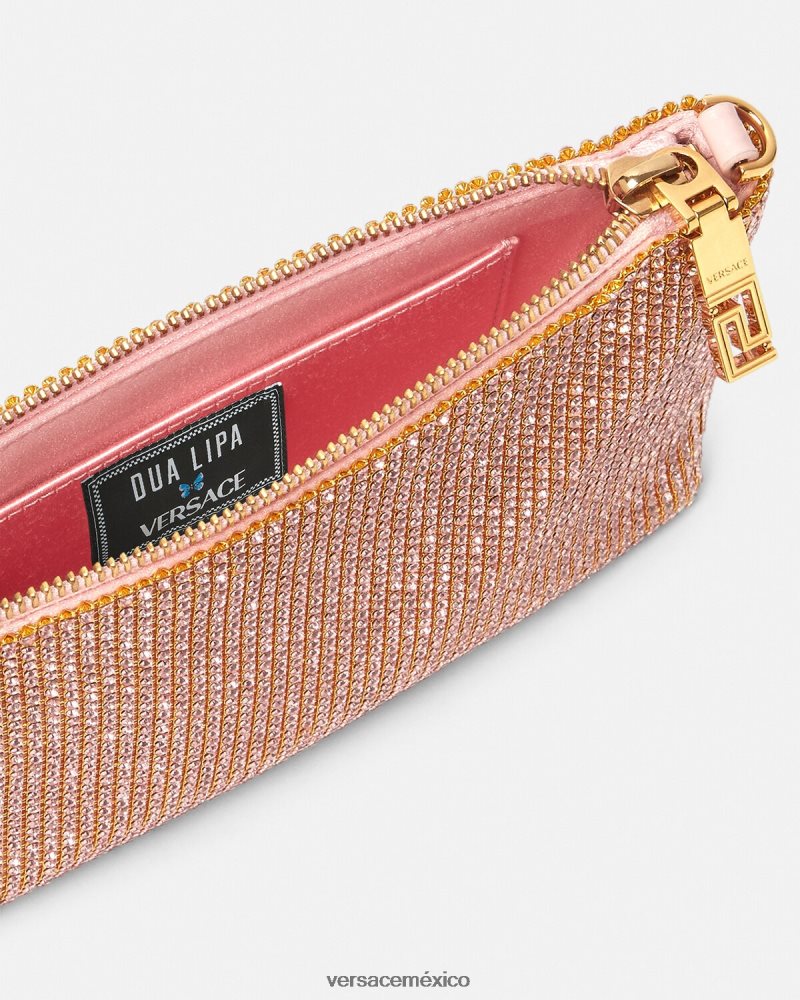 Versace bolso de mano de malla metálica con cristales rosa bolsas mujer 84626J381