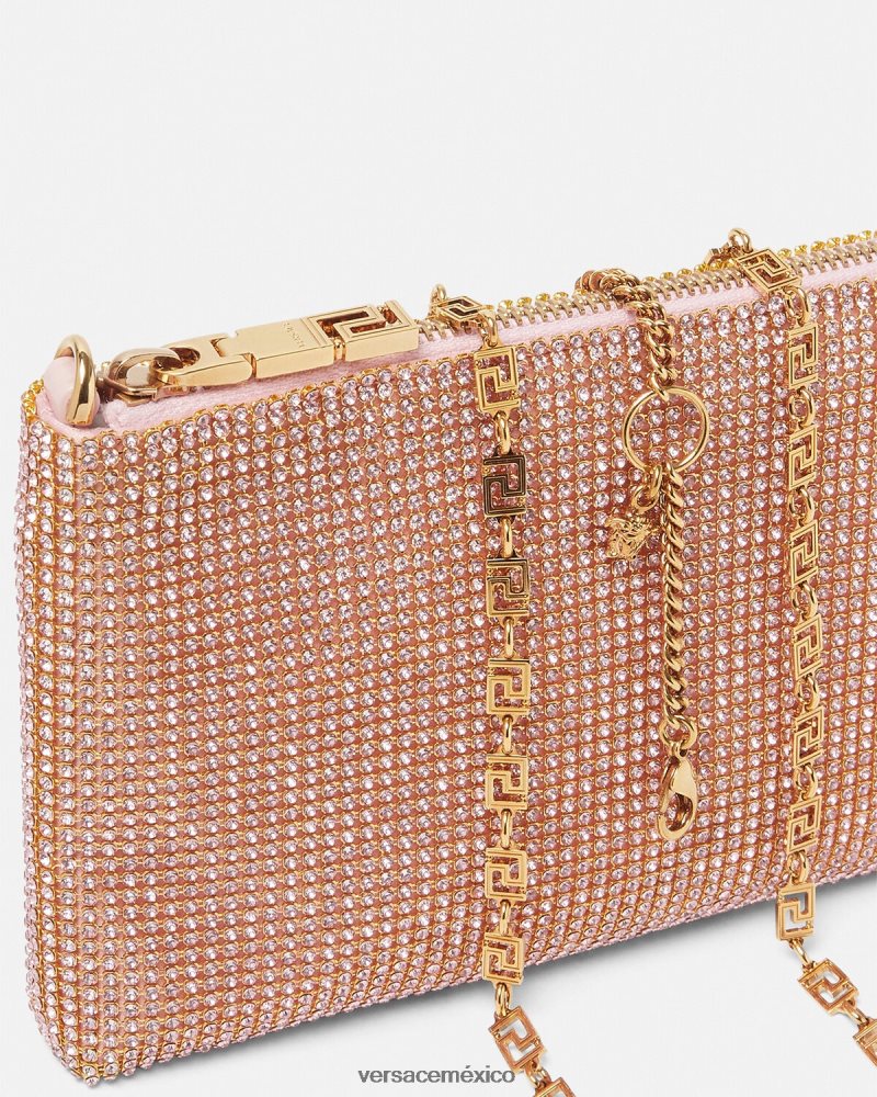 Versace bolso de mano de malla metálica con cristales rosa bolsas mujer 84626J381