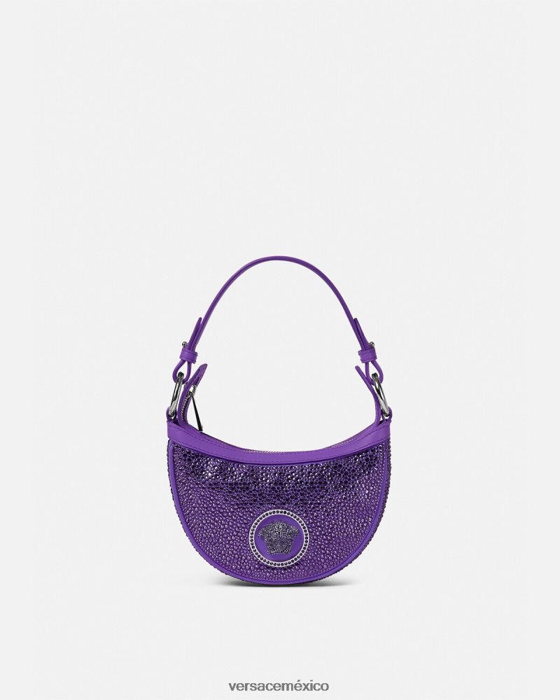 Versace bolso hobo mini con repetición de cristales Violeta bolsas mujer 84626J299