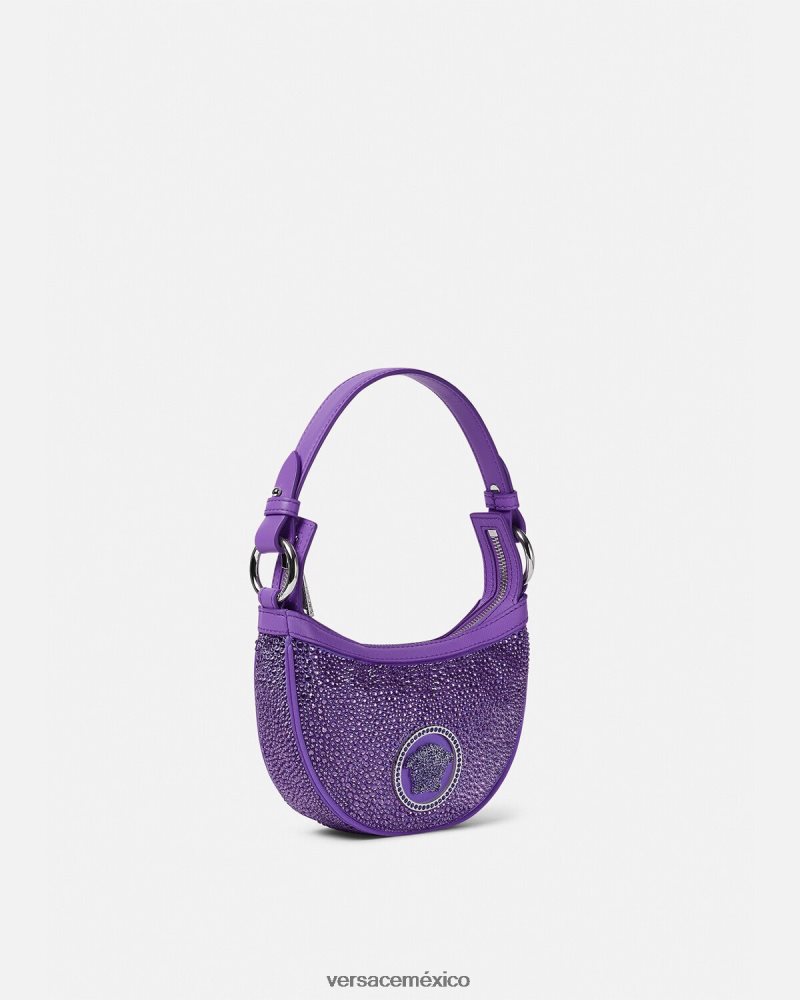 Versace bolso hobo mini con repetición de cristales Violeta bolsas mujer 84626J299