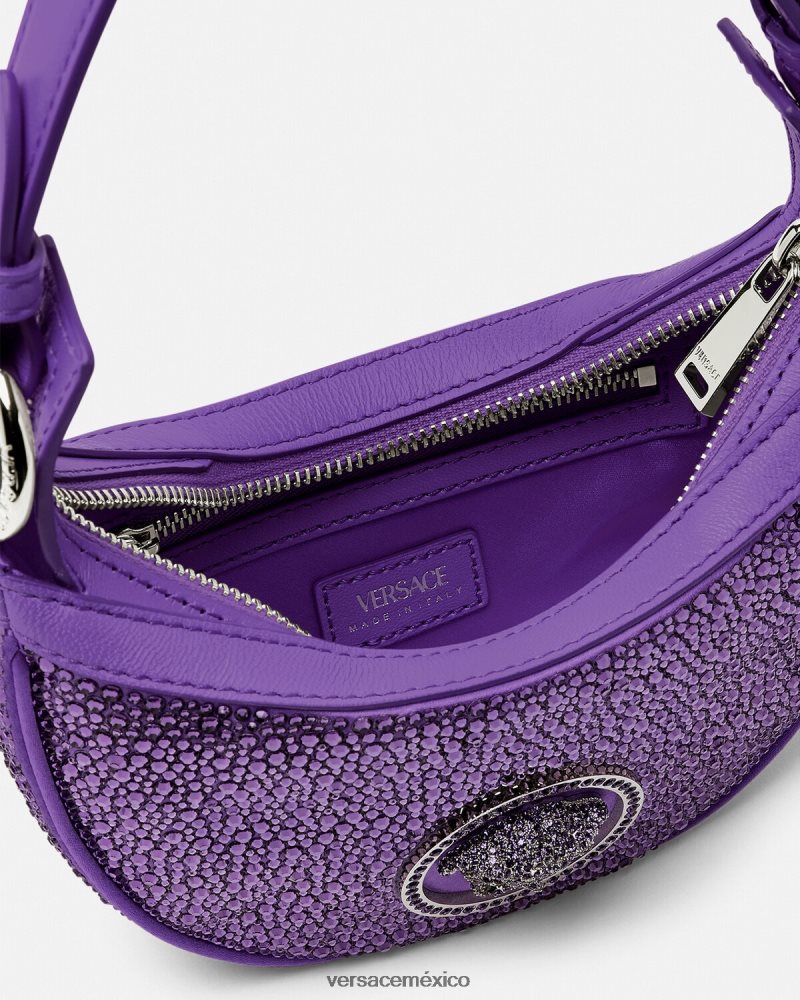 Versace bolso hobo mini con repetición de cristales Violeta bolsas mujer 84626J299