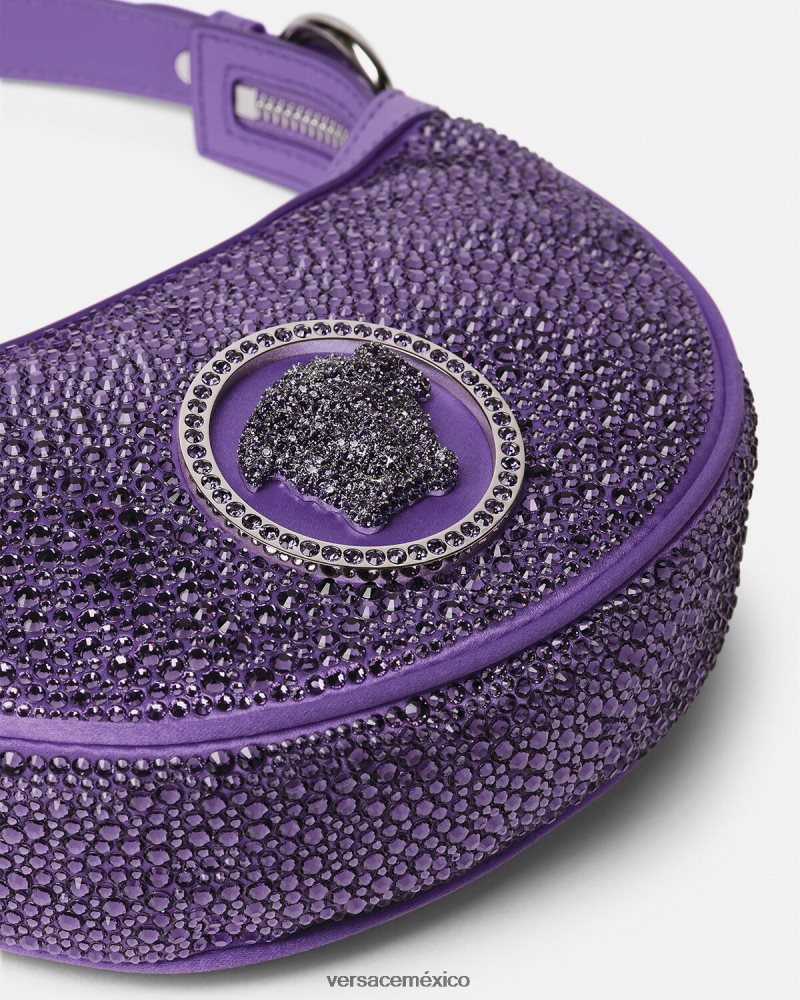 Versace bolso hobo mini con repetición de cristales Violeta bolsas mujer 84626J299