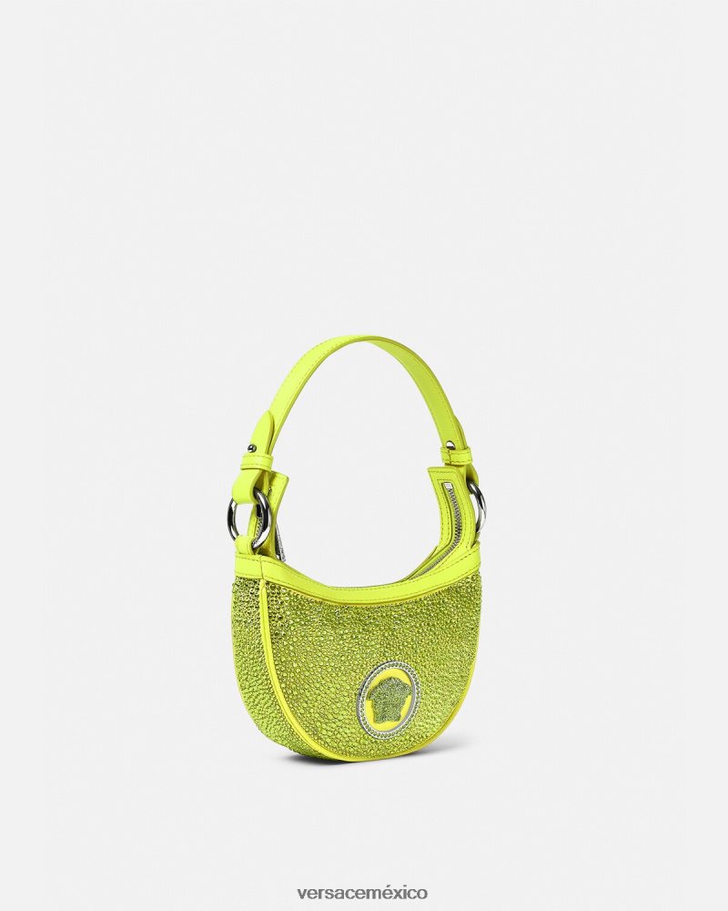 Versace bolso hobo mini con repetición de cristales amarillo bolsas mujer 84626J293