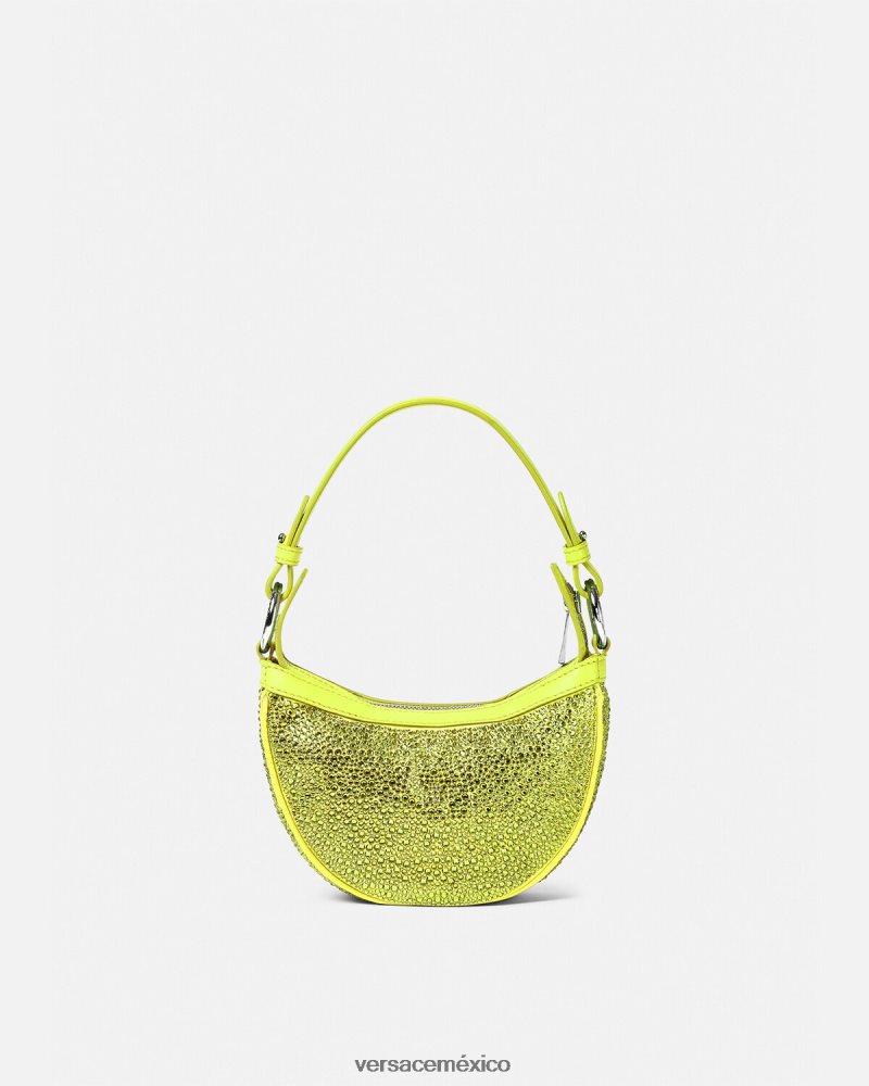 Versace bolso hobo mini con repetición de cristales amarillo bolsas mujer 84626J293