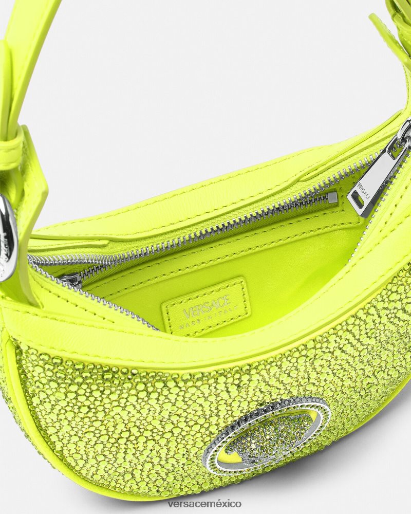 Versace bolso hobo mini con repetición de cristales amarillo bolsas mujer 84626J293