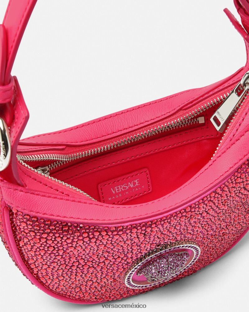 Versace bolso hobo mini con repetición de cristales fucsia bolsas mujer 84626J291