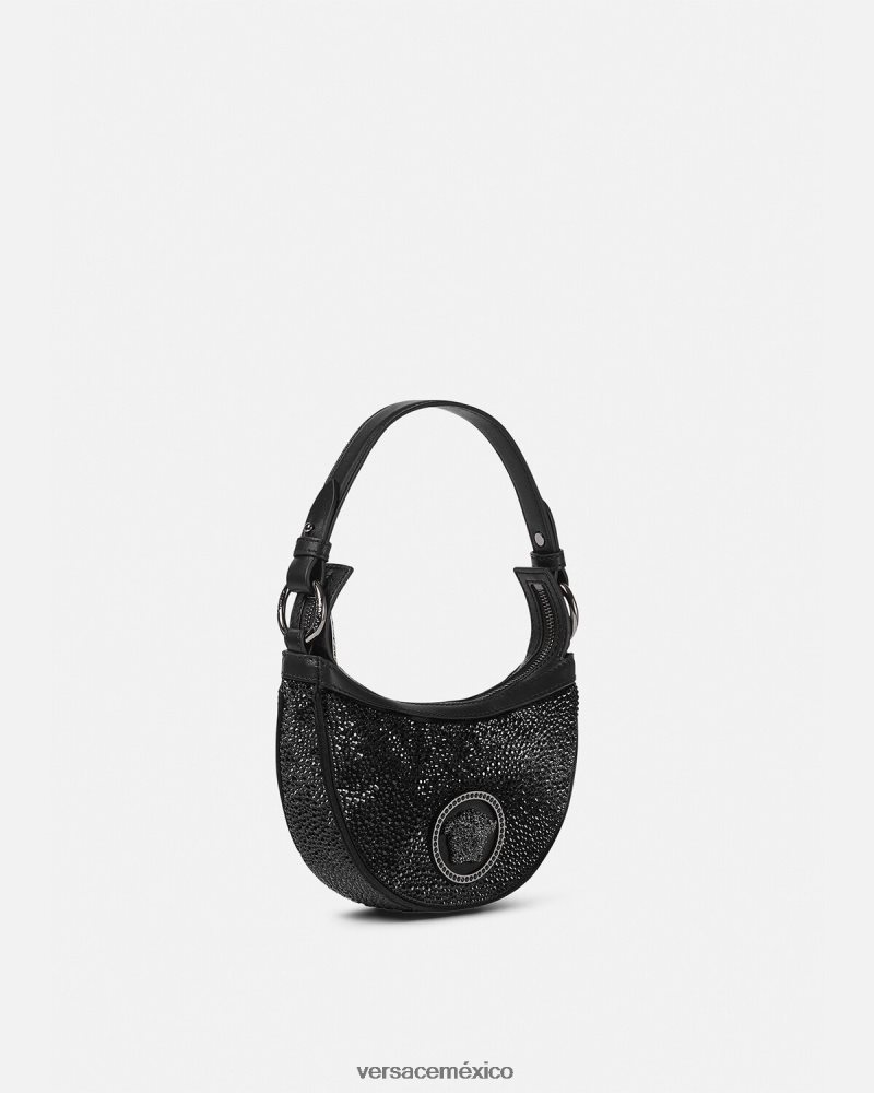 Versace bolso hobo mini con repetición de cristales negro bolsas mujer 84626J292