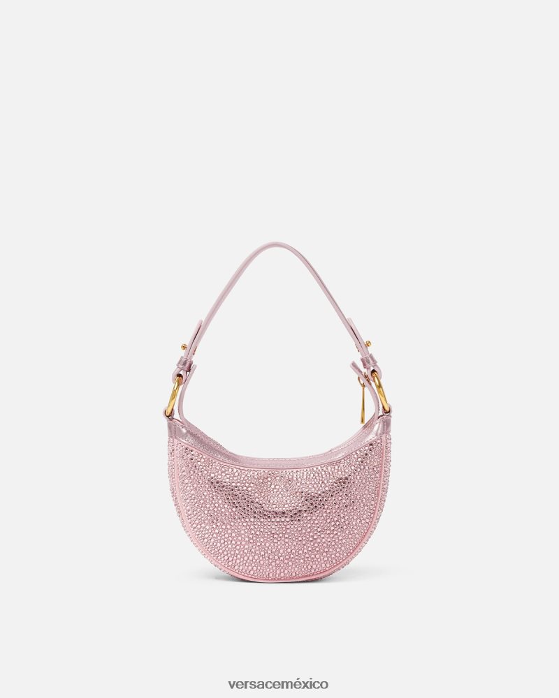 Versace bolso hobo mini con repetición de cristales rosa bolsas mujer 84626J275