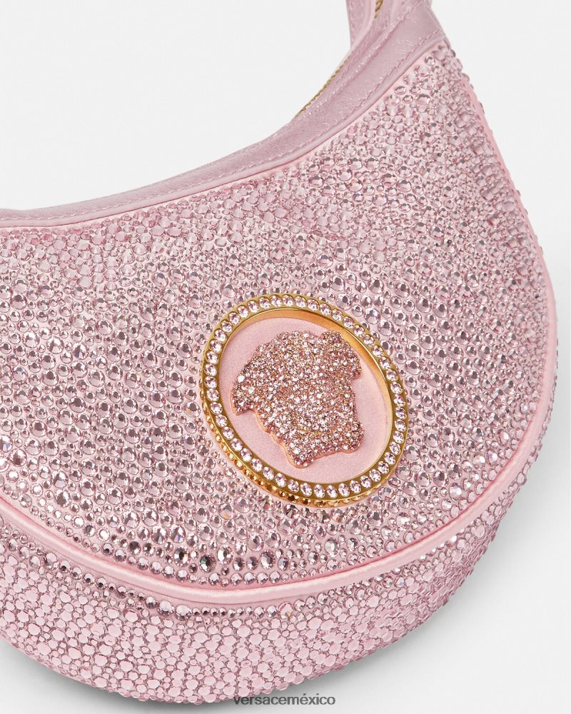 Versace bolso hobo mini con repetición de cristales rosa bolsas mujer 84626J275