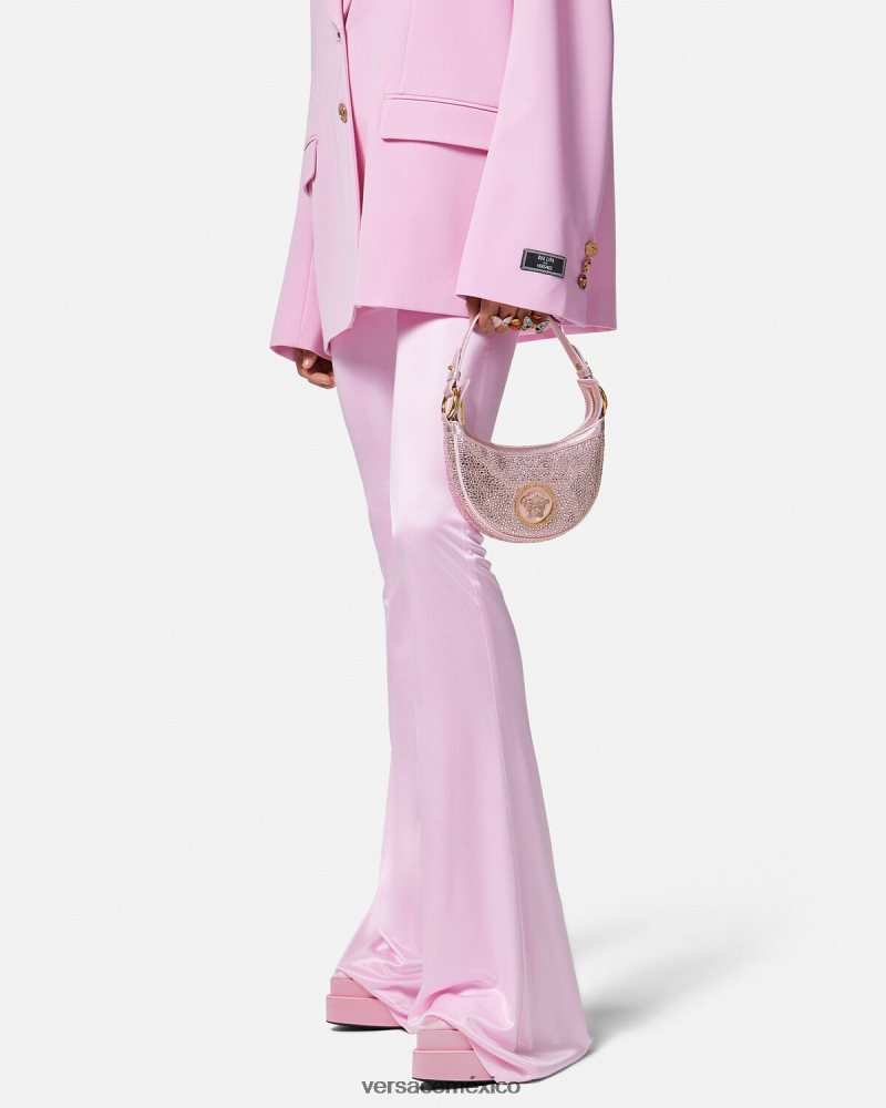 Versace bolso hobo mini con repetición de cristales rosa bolsas mujer 84626J275