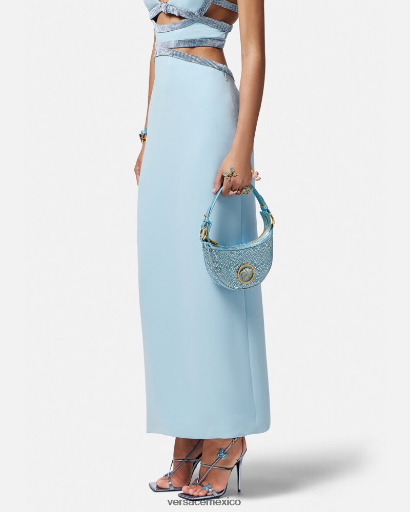 Versace bolso hobo mini con repetición de cristales turquesa bolsas mujer 84626J276