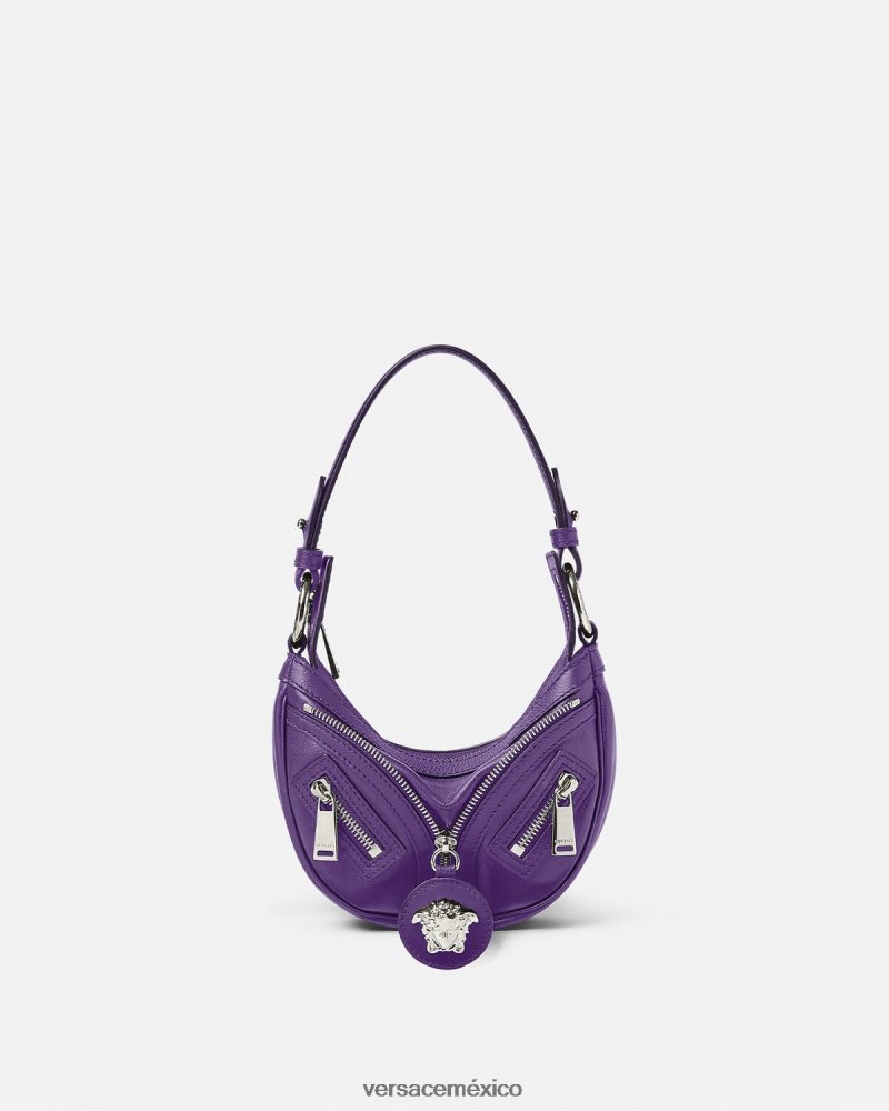 Versace bolso hobo mini repetido Violeta bolsas mujer 84626J296