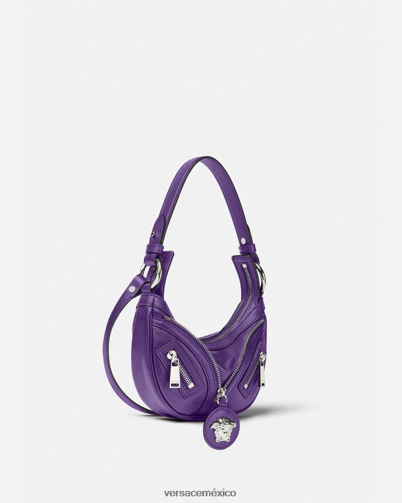 Versace bolso hobo mini repetido Violeta bolsas mujer 84626J296