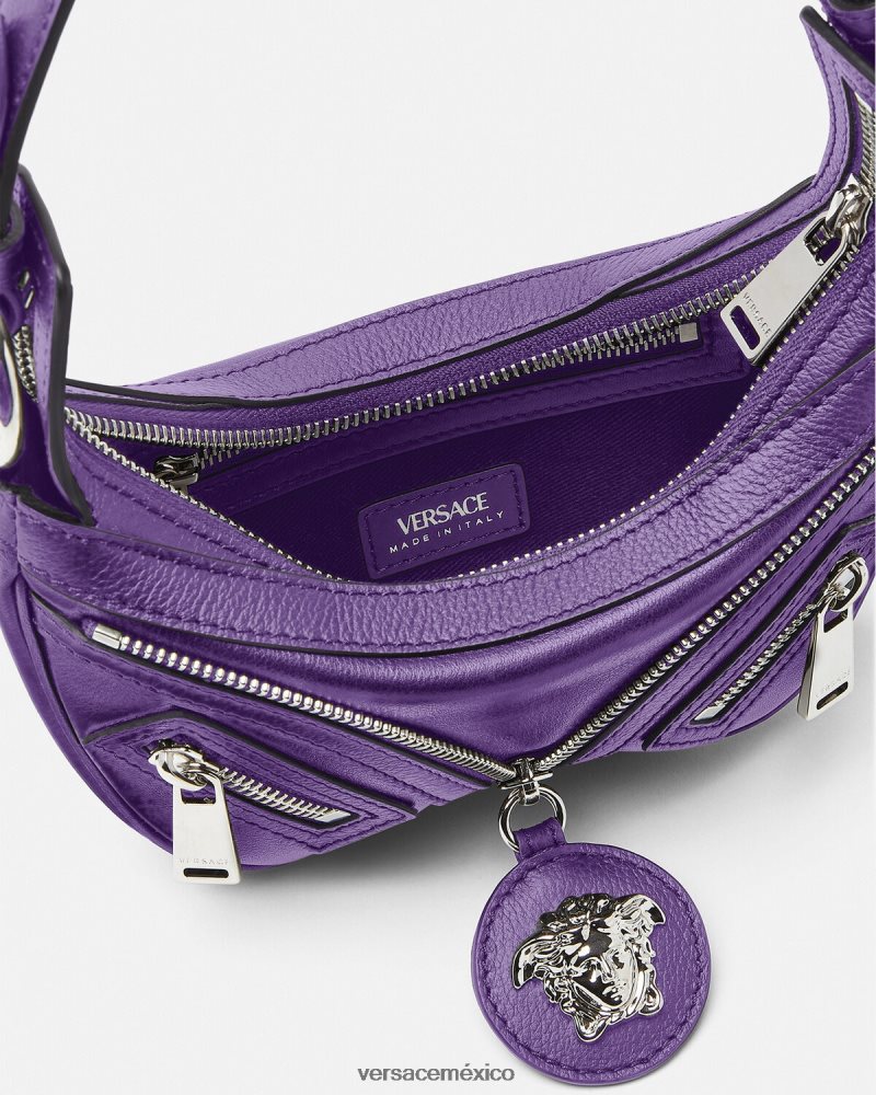 Versace bolso hobo mini repetido Violeta bolsas mujer 84626J296