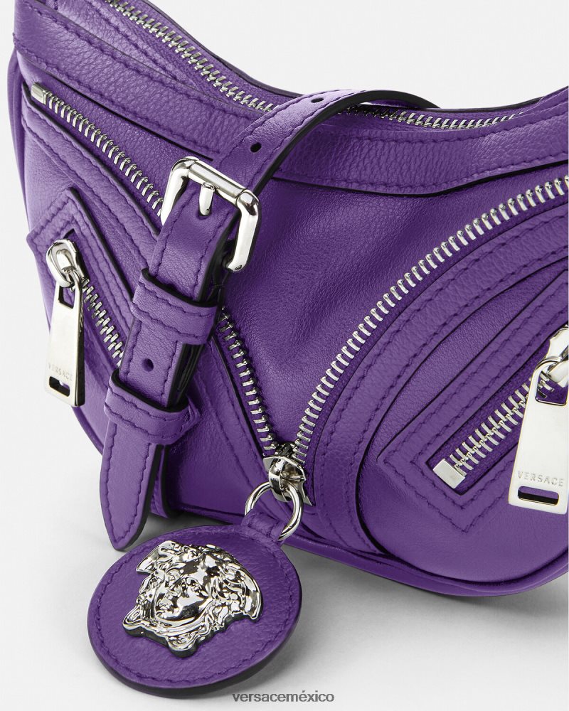 Versace bolso hobo mini repetido Violeta bolsas mujer 84626J296