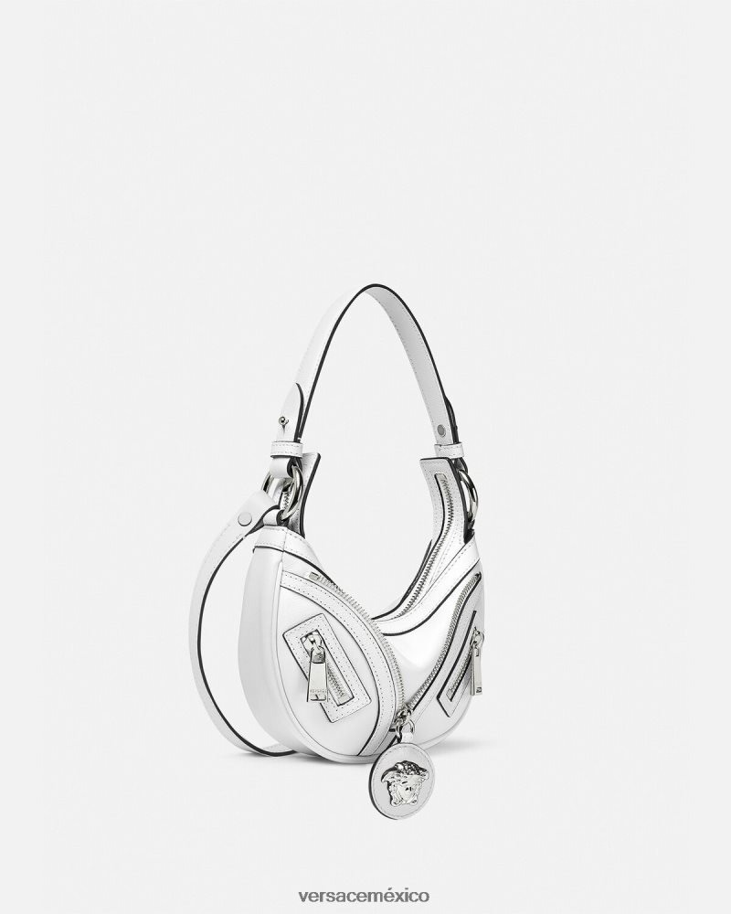 Versace bolso hobo mini repetido blanco bolsas mujer 84626J288