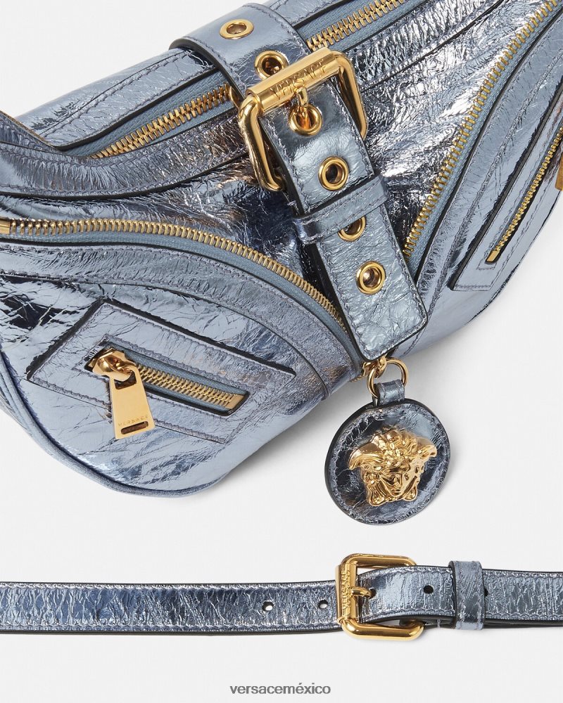 Versace bolso hobo pequeño con repetición metalizada un color bolsas mujer 84626J277