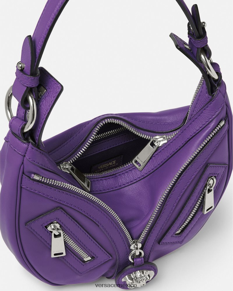 Versace bolso hobo pequeño repetido Violeta bolsas mujer 84626J294