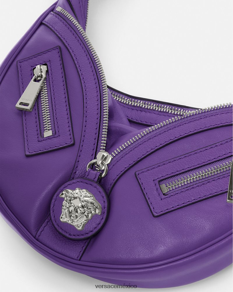 Versace bolso hobo pequeño repetido Violeta bolsas mujer 84626J294