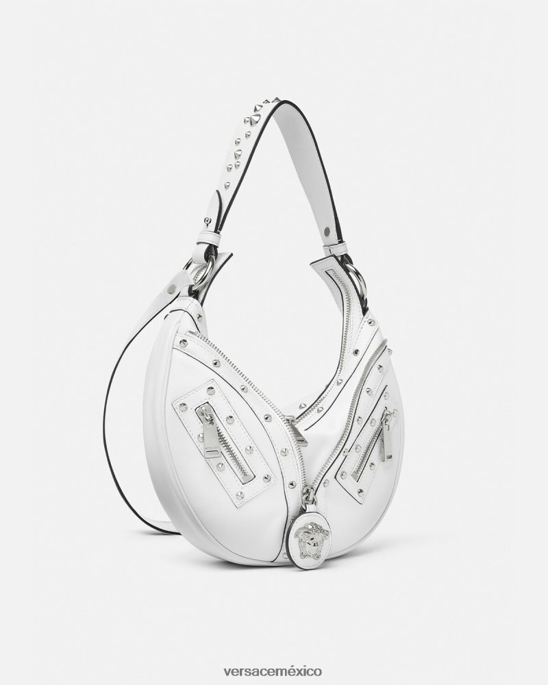 Versace bolso hobo pequeño repetido blanco bolsas mujer 84626J284