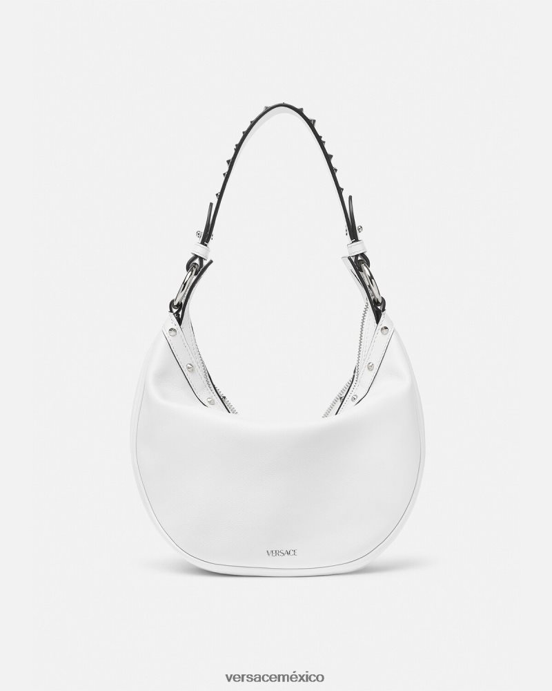 Versace bolso hobo pequeño repetido blanco bolsas mujer 84626J284