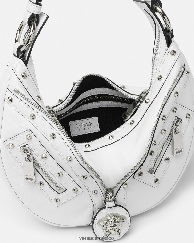 Versace bolso hobo pequeño repetido blanco bolsas mujer 84626J284