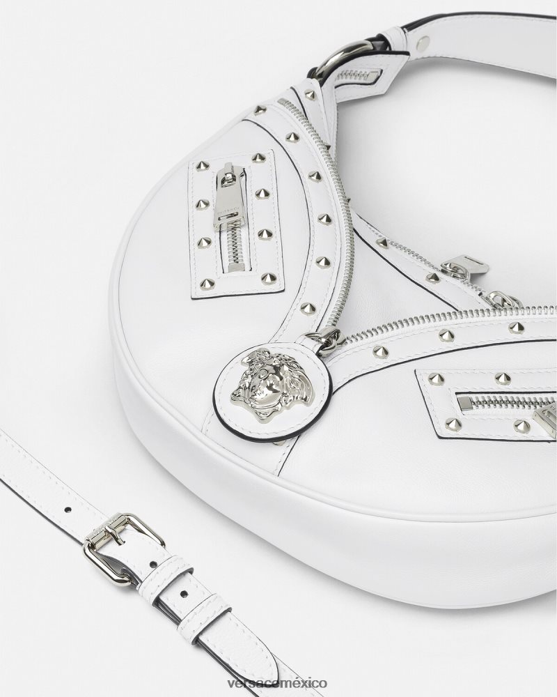 Versace bolso hobo pequeño repetido blanco bolsas mujer 84626J284