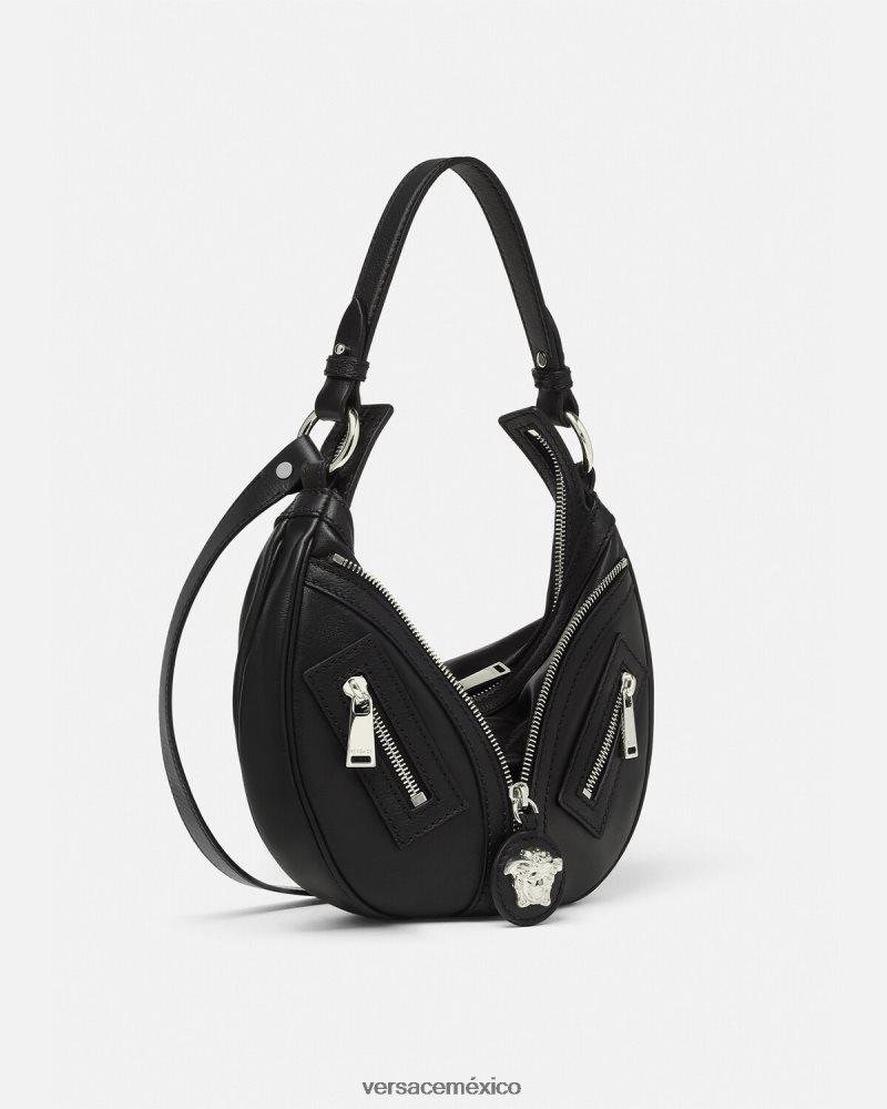 Versace bolso hobo pequeño repetido negro bolsas mujer 84626J282