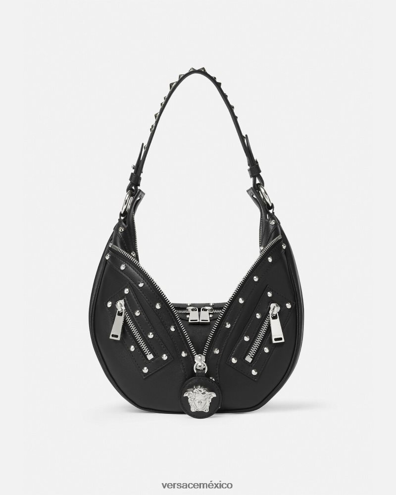 Versace bolso hobo pequeño repetido negro bolsas mujer 84626J283