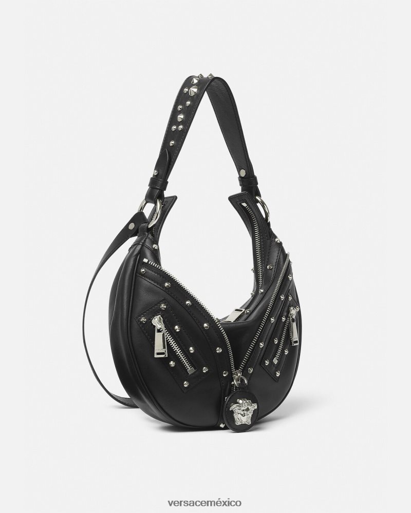 Versace bolso hobo pequeño repetido negro bolsas mujer 84626J283