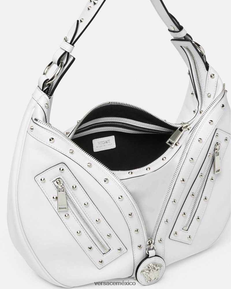 Versace bolso hobo repetido blanco bolsas mujer 84626J290
