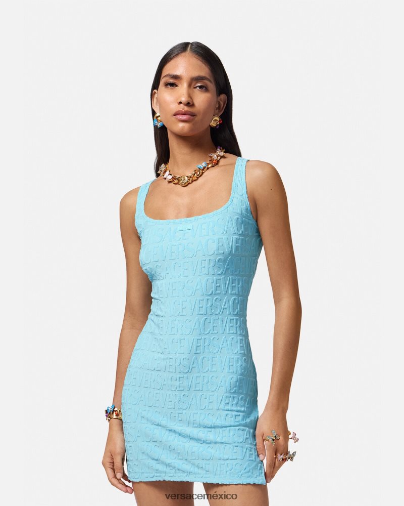 Versace vestido tipo toalla por toda la prenda azul claro ropa interior y ropa de playa mujer 84626J1190