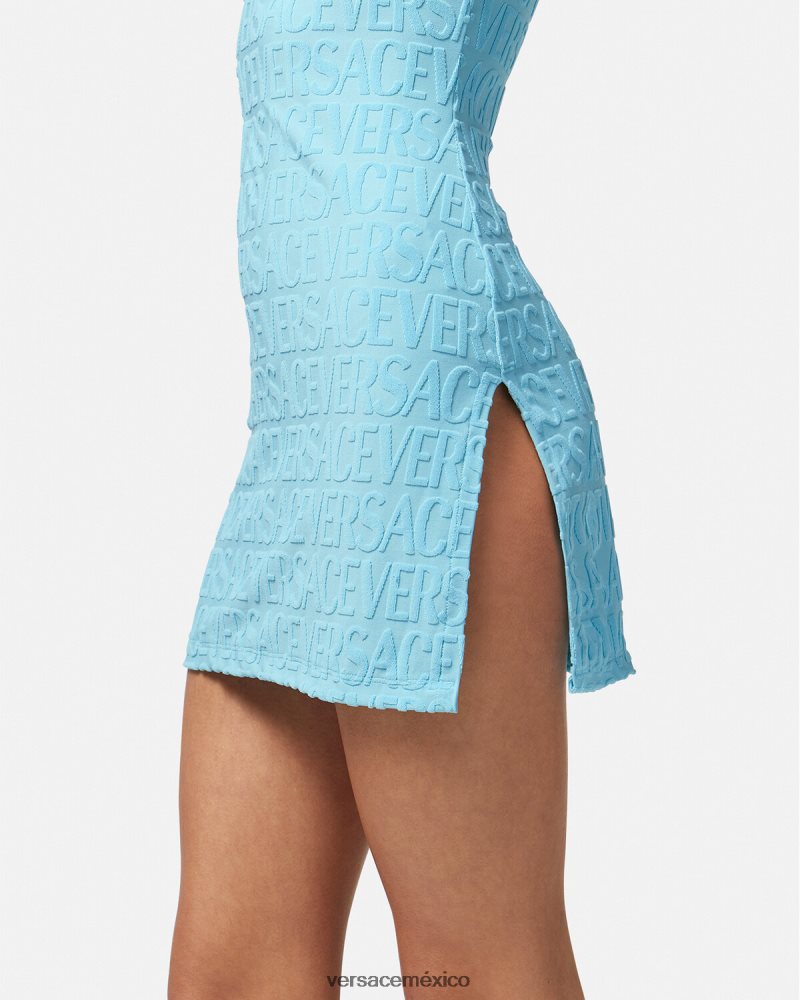 Versace vestido tipo toalla por toda la prenda azul claro ropa interior y ropa de playa mujer 84626J1190