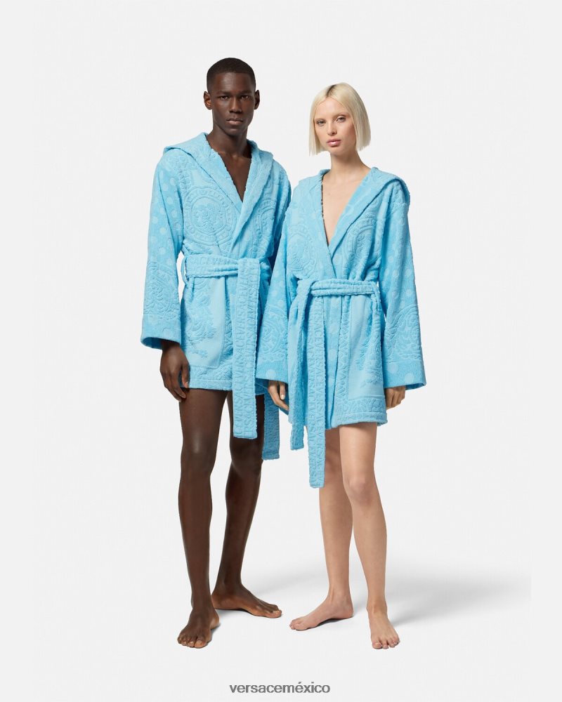 Versace albornoz corto barroco conchas marinas azul claro ropa interior y ropa de playa mujer 84626J1082
