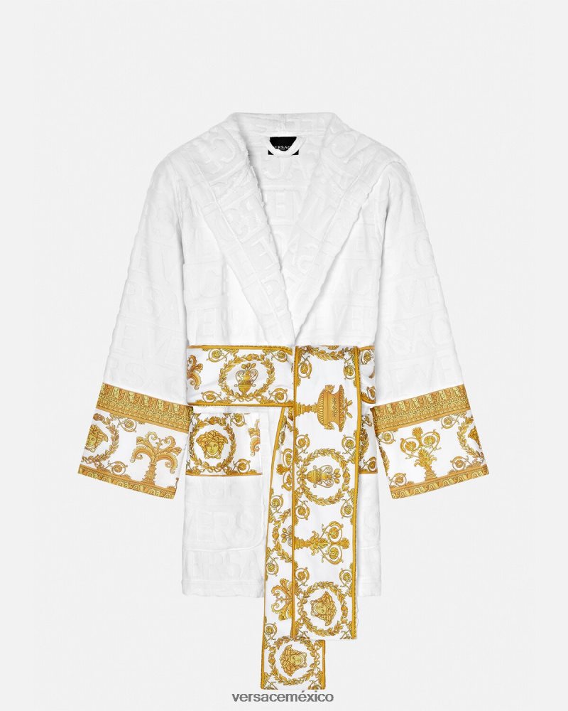 Versace albornoz corto integral blanco ropa interior y ropa de playa mujer 84626J1087