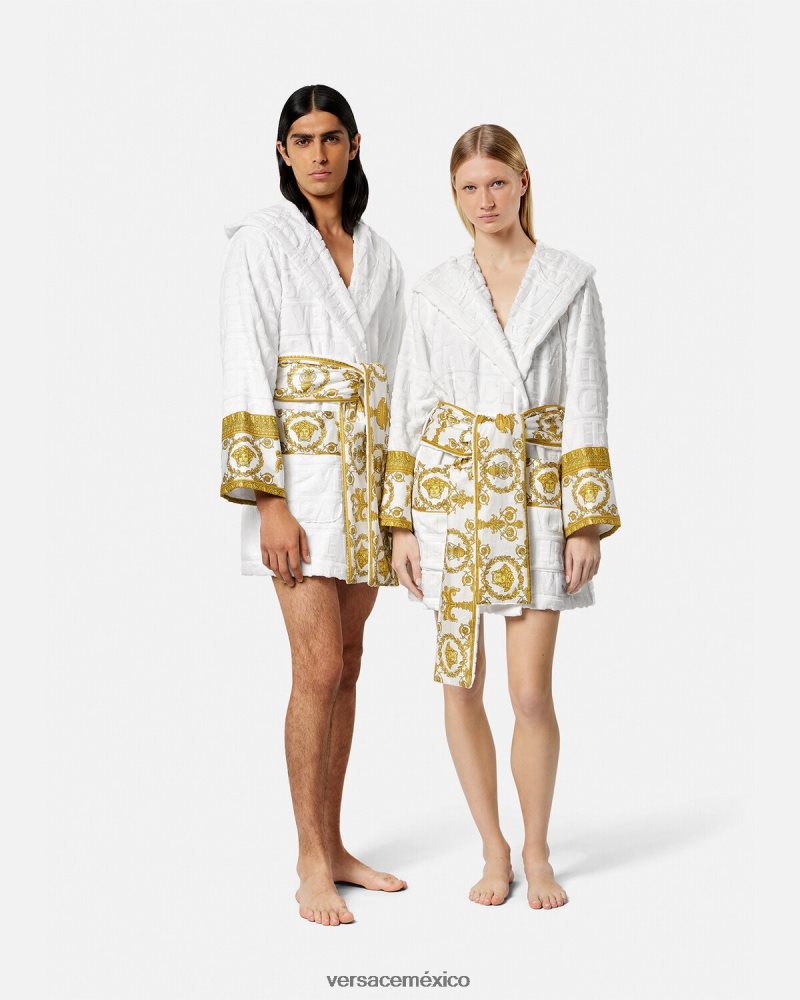 Versace albornoz corto integral blanco ropa interior y ropa de playa mujer 84626J1087
