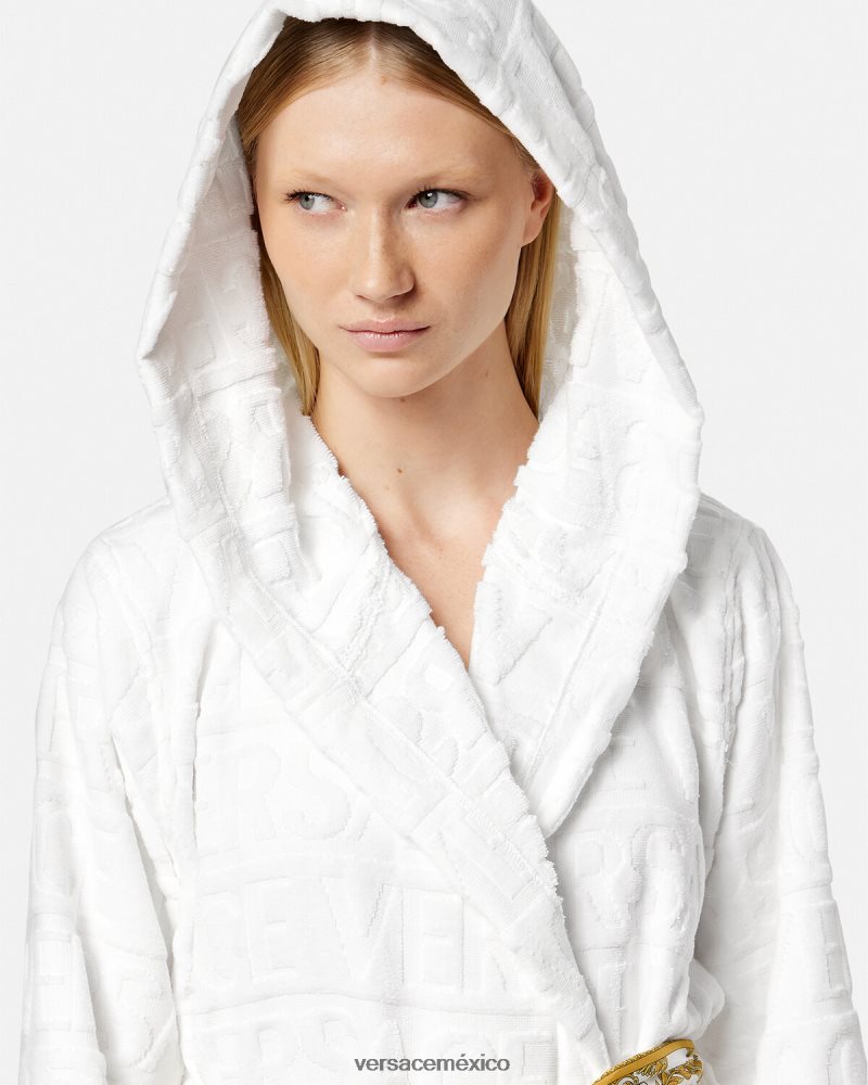 Versace albornoz corto integral blanco ropa interior y ropa de playa mujer 84626J1087