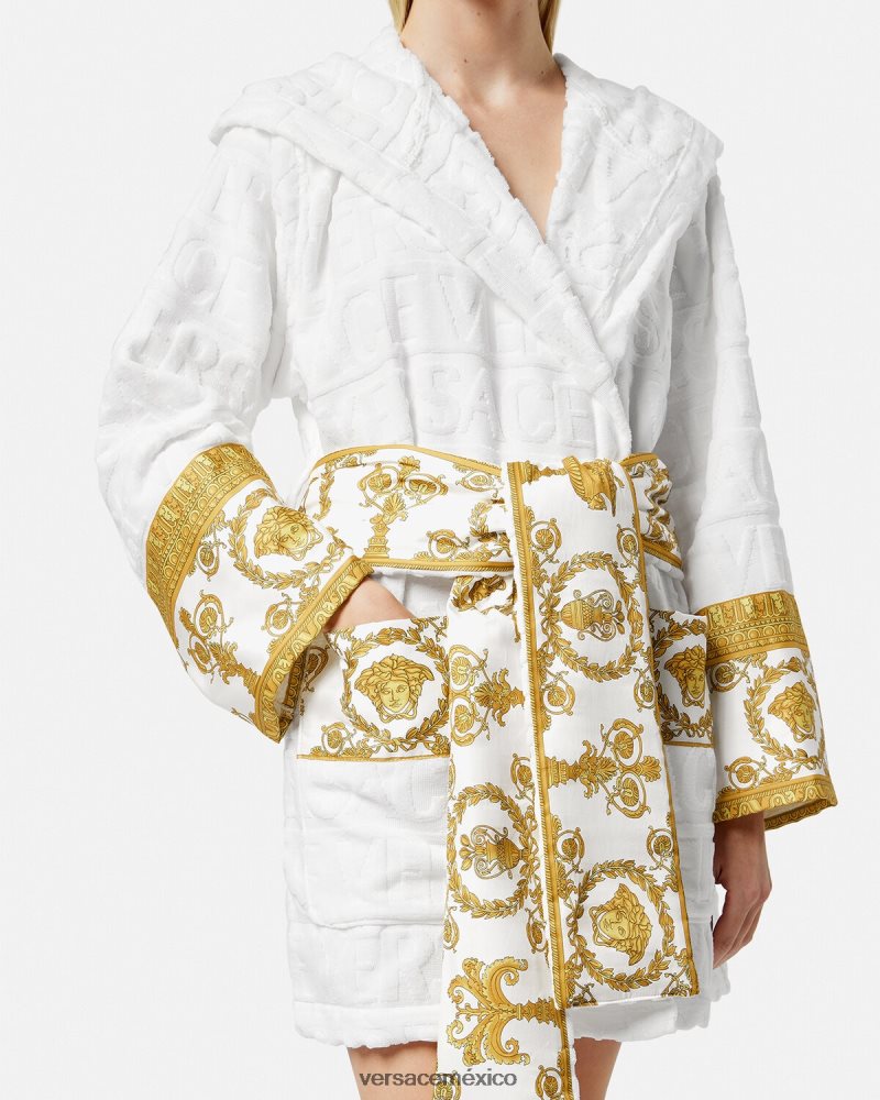 Versace albornoz corto integral blanco ropa interior y ropa de playa mujer 84626J1087