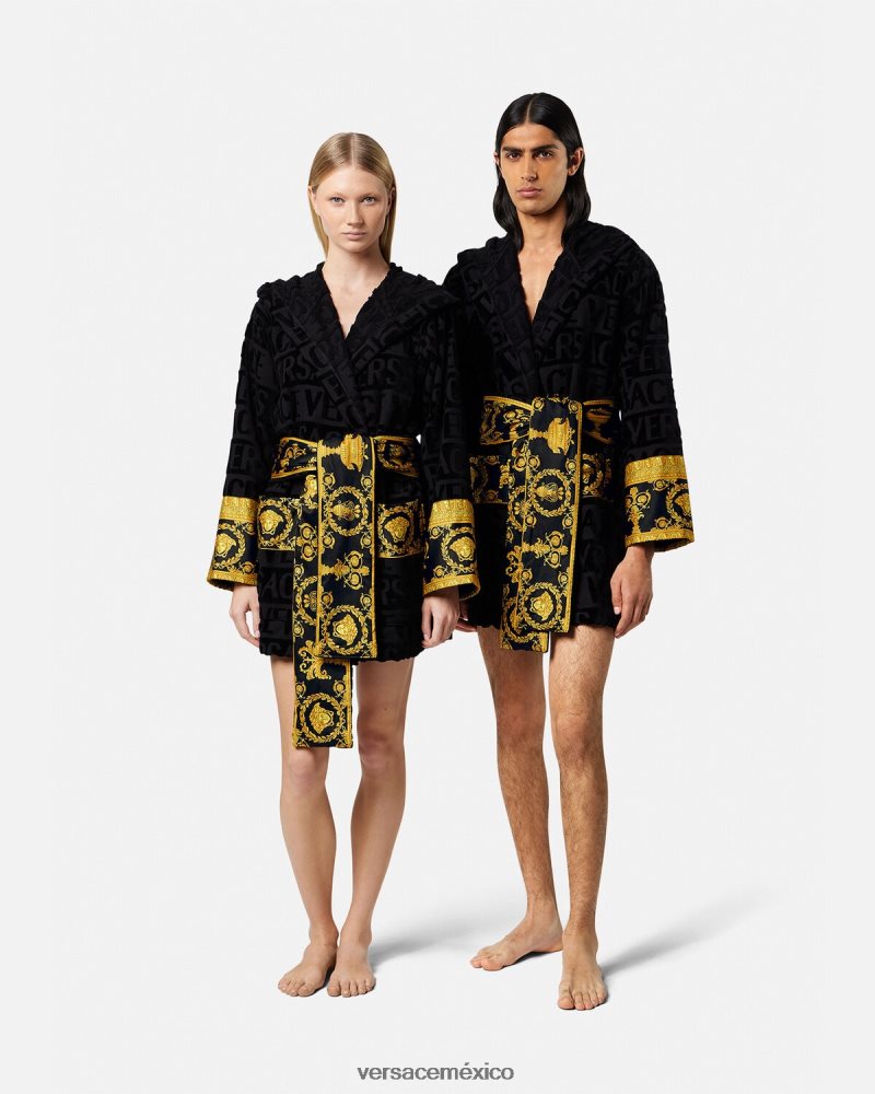 Versace albornoz corto integral negro ropa interior y ropa de playa mujer 84626J1083
