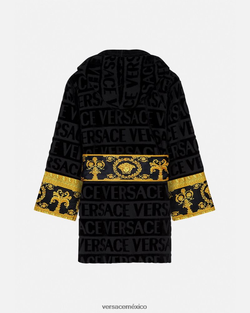 Versace albornoz corto integral negro ropa interior y ropa de playa mujer 84626J1083