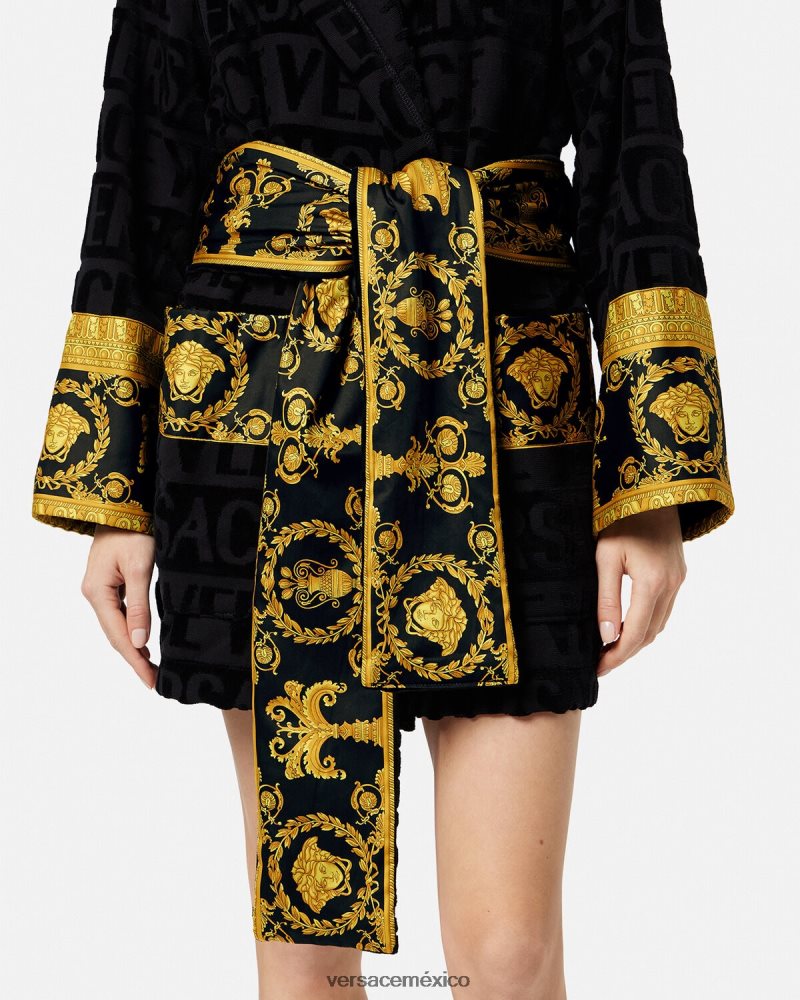 Versace albornoz corto integral negro ropa interior y ropa de playa mujer 84626J1083
