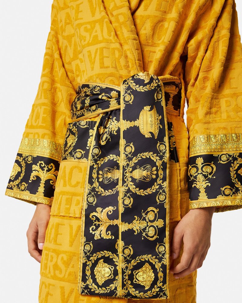 Versace yo bata de baño barroca amarillo ropa interior y ropa de playa mujer 84626J1096