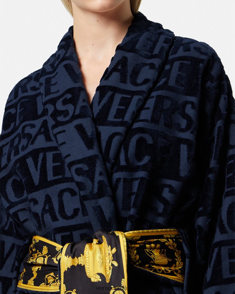 Versace yo bata de baño barroca azul ropa interior y ropa de playa mujer 84626J1091